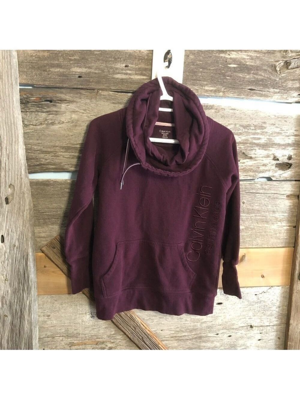 calvin Klein Size Small Burgundy Cowl Neck Sweatshirt